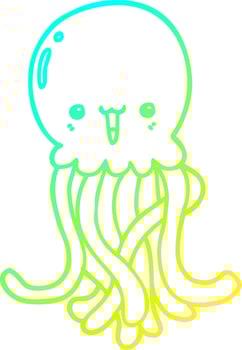 cold gradient line drawing cartoon jellyfish vector