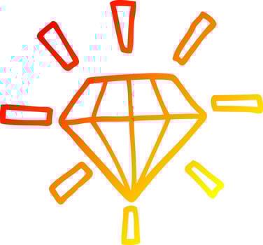 warm gradient line drawing cartoon tattoo diamond vector