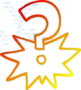 warm gradient line drawing cartoon question mark vector