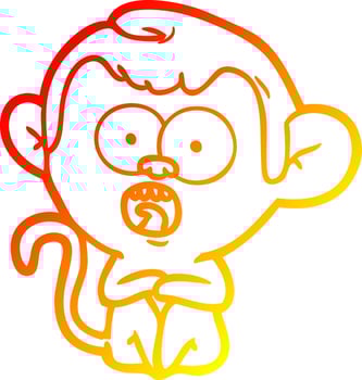 warm gradient line drawing cartoon shocked monkey vector