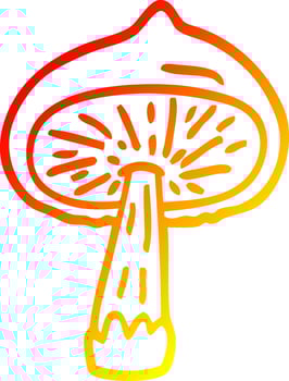 warm gradient line drawing cartoon mushroom vector