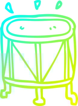 cold gradient line drawing cartoon drum on stand vector