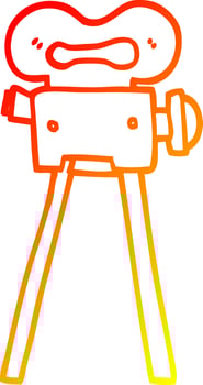 warm gradient line drawing cartoon film camera vector
