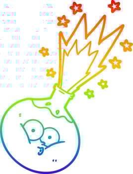 rainbow gradient line drawing cartoon potion exploding vector