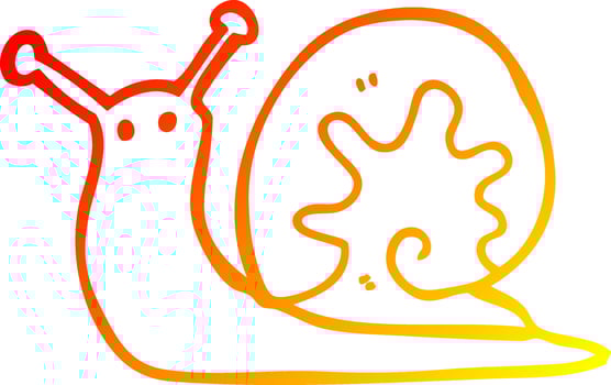 warm gradient line drawing cartoon snail vector