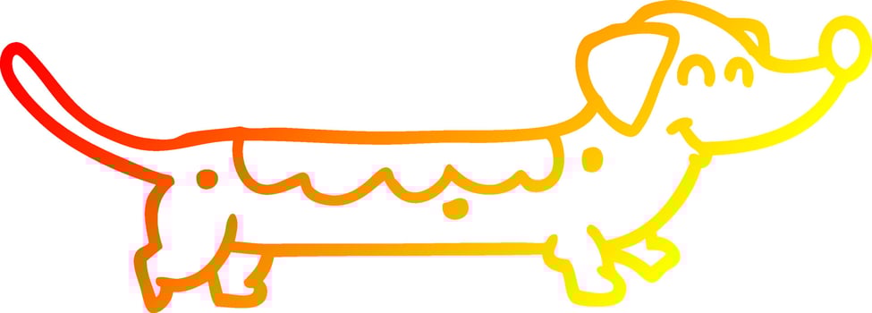 warm gradient line drawing cartoon dog vector