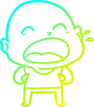 cold gradient line drawing cartoon shouting bald man vector