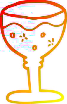 warm gradient line drawing cartoon glass of red wine vector