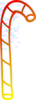 warm gradient line drawing cartoon candy cane vector