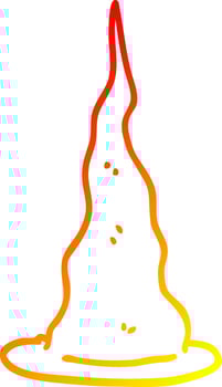 warm gradient line drawing cartoon witch hat vector