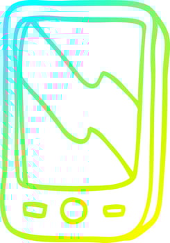 cold gradient line drawing cartoon mobile phone vector