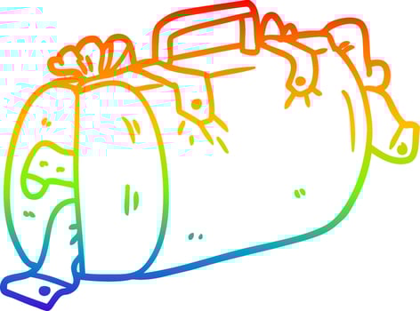 rainbow gradient line drawing cartoon luggage vector
