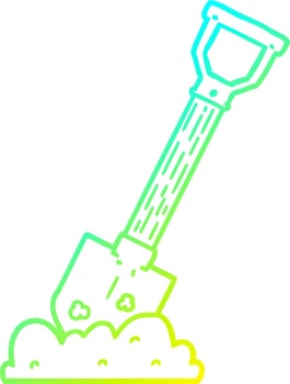 cold gradient line drawing cartoon shovel vector