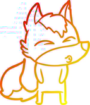warm gradient line drawing cartoon wolf pouting vector