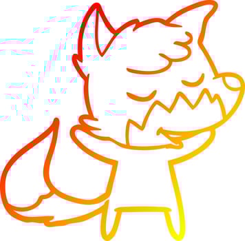 warm gradient line drawing friendly cartoon fox vector