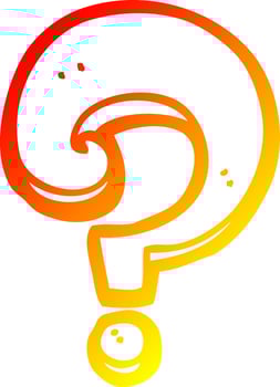 warm gradient line drawing cartoon question mark vector