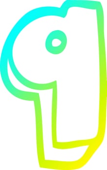 cold gradient line drawing cartoon number nine vector