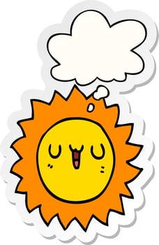 cartoon sun and thought bubble as a printed sticker vector