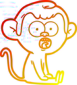 warm gradient line drawing cartoon shocked monkey vector