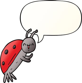 cute cartoon ladybug and speech bubble in smooth gradient style vector