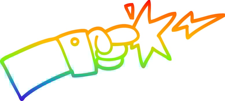 rainbow gradient line drawing cartoon pointing hand icon vector
