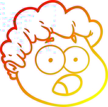warm gradient line drawing cartoon male face vector