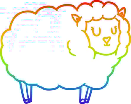 rainbow gradient line drawing cartoon sheep vector