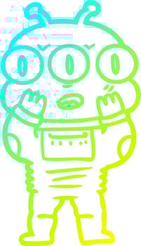 cold gradient line drawing surprised three eyed alien vector