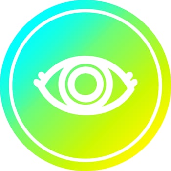 staring eye circular in cold gradient spectrum vector