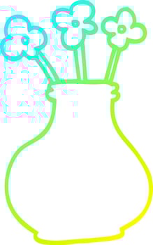 cold gradient line drawing cartoon flower vase vector