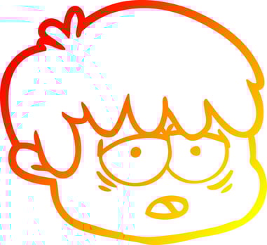 warm gradient line drawing cartoon male face vector