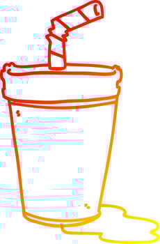 warm gradient line drawing cartoon soda cup vector