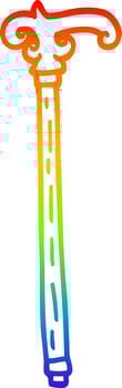 rainbow gradient line drawing cartoon fancy walking stick vector