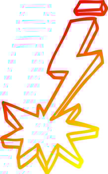 warm gradient line drawing cartoon thunder bolt vector