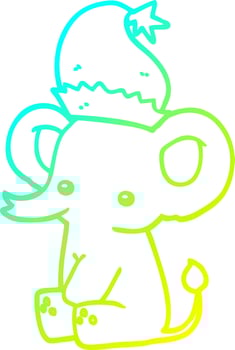 cold gradient line drawing cute christmas elephant vector