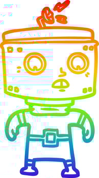 rainbow gradient line drawing cartoon robot vector