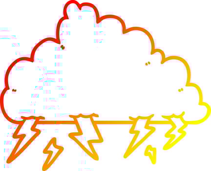 warm gradient line drawing cartoon thundercloud vector