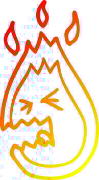 warm gradient line drawing cartoon screaming flame vector