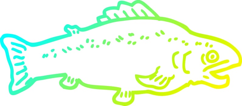 cold gradient line drawing cartoon large fish vector