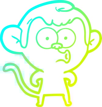 cold gradient line drawing cartoon hooting monkey vector