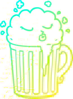 cold gradient line drawing cartoon mug of beer vector