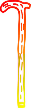 warm gradient line drawing cartoon walking stick vector