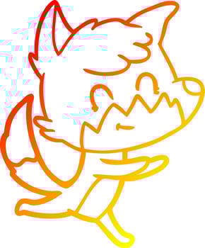 warm gradient line drawing cartoon friendly fox vector