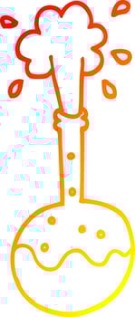 warm gradient line drawing cartoon boiling science beaker vector