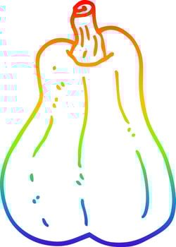 rainbow gradient line drawing cartoon butternut squash vector