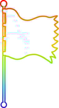 rainbow gradient line drawing cartoon waving flag vector