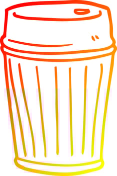 warm gradient line drawing cartoon coffee cup vector