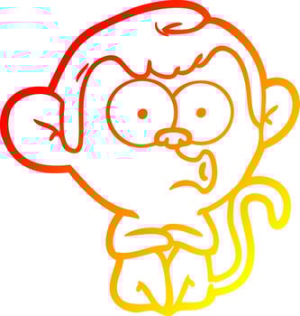 warm gradient line drawing cartoon hooting monkey vector