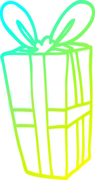 cold gradient line drawing cartoon christmas present vector