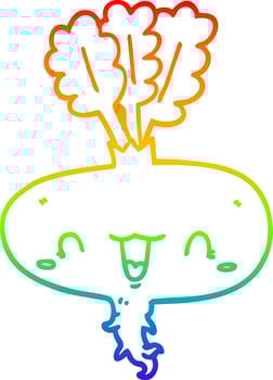rainbow gradient line drawing cartoon turnip vector